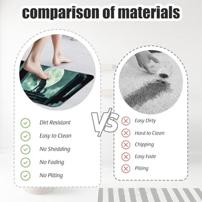 Bathroom Runner Mat Rugs Long,Dark Wolf Moon Illustration Diatomite Stone Bath Mat Large Absorbent Diatomaceous Earth Mat Non Slip Fast Dry Shower Mat Bathroom Rugs Floor Mat 16x42in - color: Design11