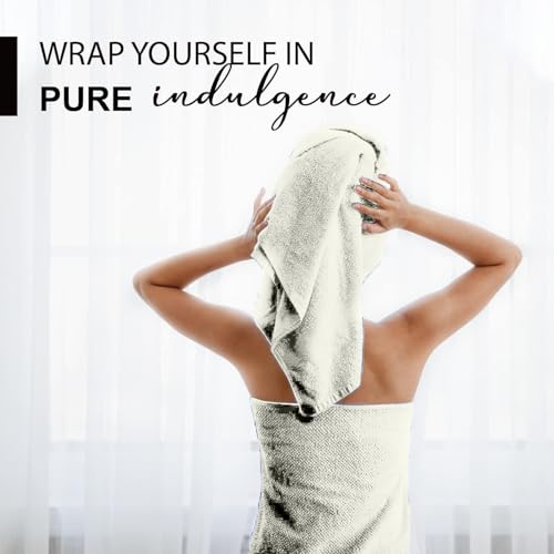 KAHAF COLLECTION 100% Cotton Bath Towels, 24x48 Pack of 6 Towels, Quick Dry, Highly Absorbent, Soft Feel Towel, Gym, Spa, Bathroom, Shower, Pool, Luxury Soft Towels (Cream, 24x48-6 Pack) - color: Cream, size: 24x48 - 6 PACK
