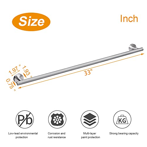 TocTen Bath Towel Bar - Thicken SUS304 Stainless Steel Bathroom Towel Holder, Towel Rod for Bathroom Heavy Duty Wall Mounted Towel Rack Hanger (33IN, Brushed Nickel) - color: Brushed Nickel, size: 33IN