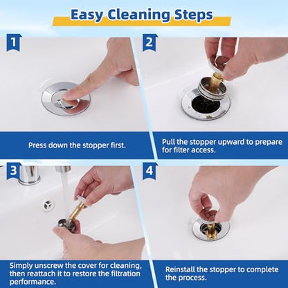 Hibbent Metal Bathroom Sink Drain & Stopper Fit with or Without Overflow | Universal Drain Stopper with Detachable Stainless Steel & Brass Strainer Basket for Lavatory Vanity Vessel Sink, Chrome - color: Chrome