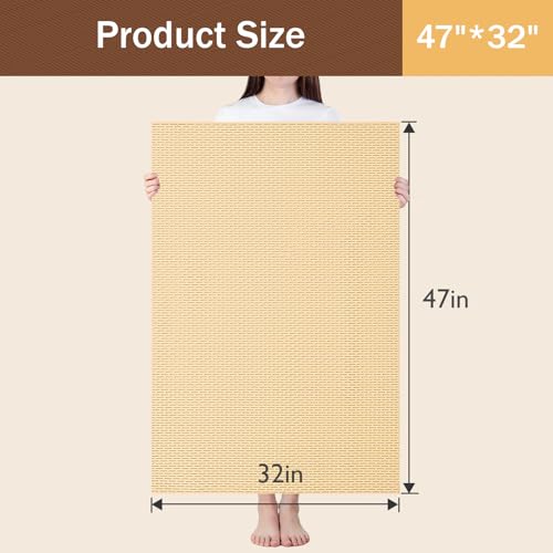 Bathroom Non Slip Shower Mat, Khaki 47x32 Inch Bathtub Mat, Non Slip Bathroom Mat for Elderly and Kids, Easy to Dry, Fast-Dry Drainage Hole, Easy to Prune - color: Khaki, size: 47" x 32" (Rectangular)