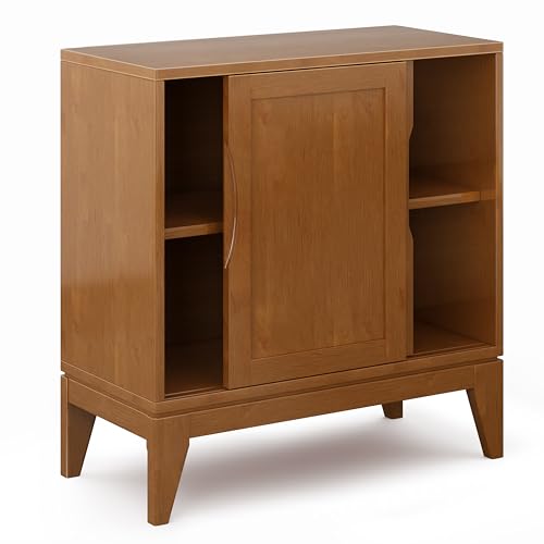 SIMPLIHOME Harper 48" Solid Wood Cabinet in Teak Brown - color: Teak Brown, size: 30 inch