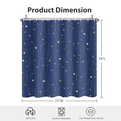 Starry Night Shower Curtain, Waterproof Shower Curtains for Bathroom, Cloth Star Shower Curtain Set with Hooks, Blue Celestial Space Shower Curtains, 72x78 Inches - color: Starry Night - Blue, size: 72"W x 78"L (Pack of 1)
