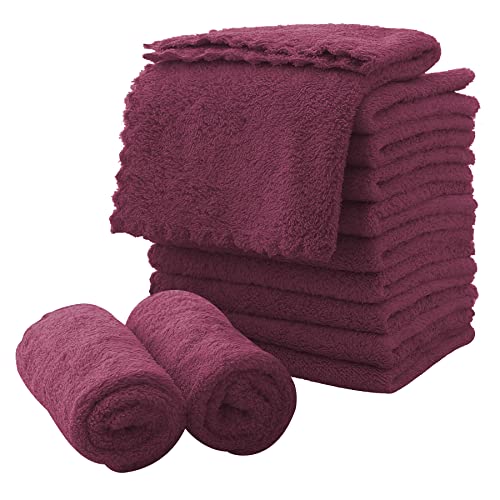 MOONQUEEN Microfiber Facial Cloths Fast Drying Washcloth 12 Pack - Premium Soft Makeup Remover Cloths - Burgundy - color: Burgundy, size: 12x12 Inch (Pack of 12)