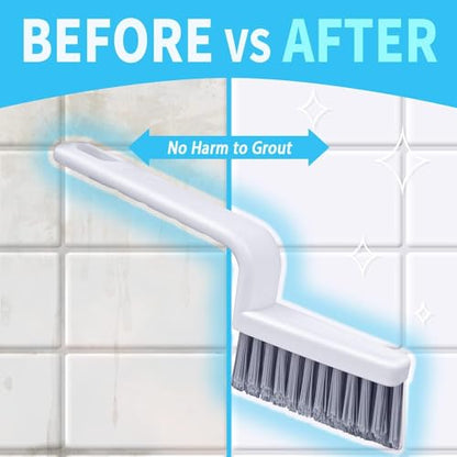 Lumkew Grout Brush Cleaning, 4 Pcs Grout Cleaner Scrubber for Tile Floors | Hard Bristle, Bathroom Cleaning Brushes, For Scrub Shower Tile Grout