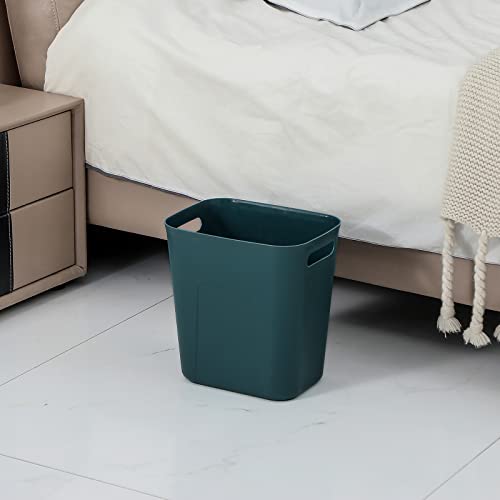 UUJOLY Plastic Small Trash Can Wastebasket, Garbage Container Basket for Bathrooms, Laundry Room, Kitchens, Offices, Kids Rooms, Dorms, 3.5 Gallon, Blue Green | Compact Sturdy Garbage Can for Bathroom, Laundry Room, Kitchen, Office, Kids Room, Dorm, Durab