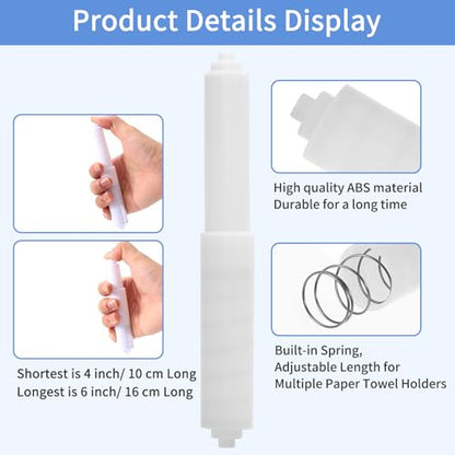 4 Pcs Spring Loaded Toilet Paper Holder,Tissue Holder for Toilet | Plastic Toilet Tissue Roll Holder Insert,White Toilet Paper Holder Replacement Rod For Toilet or Bathroom Fixture
