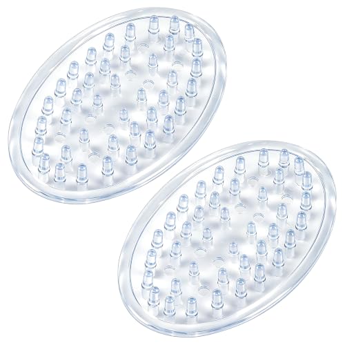 2 Pack Clear Soap Dish Self Draining Plastic Holder for Bathroom Kitchen | soapdish pad