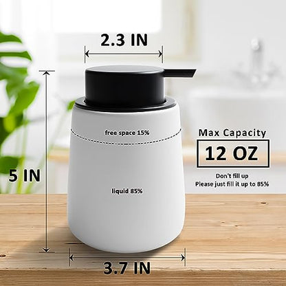 Soap Dispenser Ceramic with Easy-to-Press Pump Hand Lotion Liquid Dispenser for Shampoo Bathroom Kitchen 12 oz Black White - color: Blackwhite