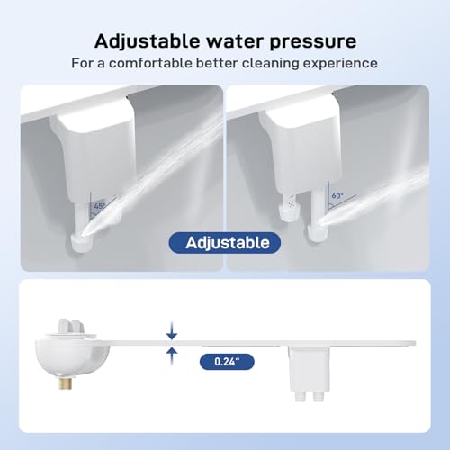 Toilet Bidet Attachment, Non-Electric Dual Nozzle (Feminine/Bidet Wash), Self-Cleaning Fresh Cold Water Sprayer Bidets for Toilets with Adjustable Water Pressure (Dual Knob, White) - color: Dual Knob, White