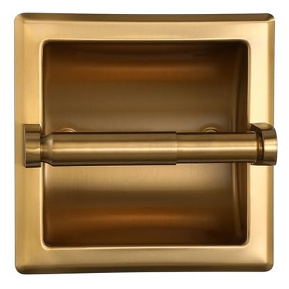 POKIM Recessed Toilet Paper Holder,Stainless Steel in Wall Toilet Paper Roll Holder for Bathroom with Mounting Bracket,Commercial Toilet Tissue Dispensers Wall Mount,Dark Gold - color: Dark Gold, size: Recessed
