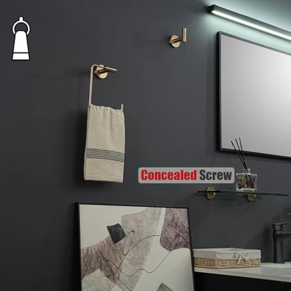 JQK Towel Ring Champagne Bronze, Stainless Steel Square Ring Towel Holder for Bathroom, 6 Inch Wall Mount, TR140-CB - color: Champagne Bronze