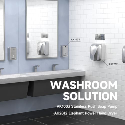 AIKE 37oz Liquid Soap Dispenser for Bathroom Easy Push,Polished AK1003 | Screw Wall Mount Design for Space-Saving,Large Capacity with Safety Key for Commercial Bathroom,Stainless Steel - color: Polished