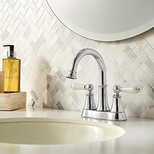 Pfister Courant Bathroom Sink Faucet, 4-Inch Centerset, 2-Handle, 3-Hole, Polished Chrome Finish, LF048COPC - color: Polished Chrome