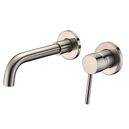 Sumerain Wall Mount Bathroom Faucets Brushed Nickel,Single Handle Wall Mount Faucet with Brass Rough-in Valve - color: Brushed Nickel, size: Right-Handed