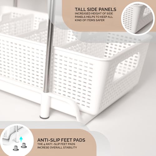 2 Tier Kitchen & Cabinet Drawer Storage Rack With Sliding Baskets – Adjustable Shelf Laundry Room Organization| Under Sink Organizer For Bathroom Accessories & Kitchen