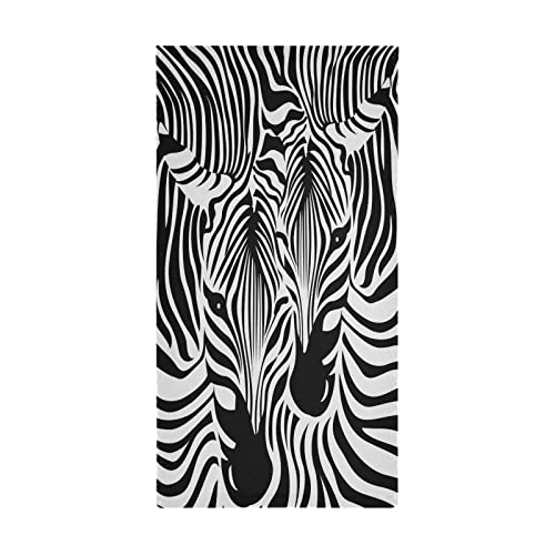 Zebra Hand Towels for Bathroom,Black and White Stripes Zebra Head Leopard Animal Print Small Bath Towels 16"x28" Soft Absorbent Bathroom Hand Towel for Face,Gym,Tea,Guest Kitchen Dish Towel Set of 2 - color: Black White Zebra