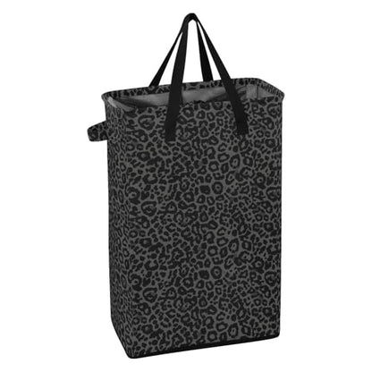 Gray Leopard Cheetah Laundry Hamper Dirty Clothes Laundry Basket Bin for Bedroom Bathroom with Handles Slim Tall Collapsible Waterproof Freestanding 48L - color: Gray Leopard Cheetah