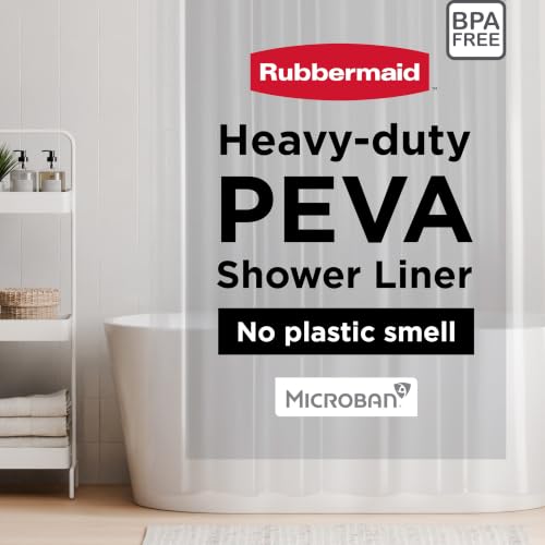 Rubbermaid Clear Shower Curtain Liner, Waterproof Heavyweight 8g PEVA Shower Liner for Bathroom, with Weighted Magnets and Rustproof Charcoal Gray Grommets, 70x72, Standard Size, Clear - color: Clear, size: 70"W x 72"L (Pack of 1), style: Without Storage