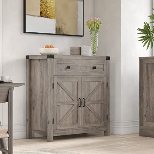 HOSTACK Kitchen Storage Cabinet, Farmhouse Coffee Bar Cabinet, Ash Gray | Small Buffet Cabinet with Doors & Wide Drawer, Wood Sideboard Buffet, Entry Table w/ Adjustable Shelf for Dining Living Room - color: Ash Grey