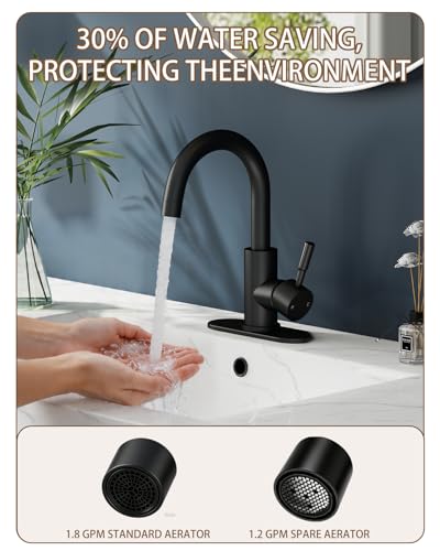 Bathroom Faucets, Bar Sink Faucet Single Hole for Bathroom Kitchen Campers with Pop-Up Drain Hose, Suitable for Farmhouse Vanity Lavatory - color: Matte Black, style: Classic