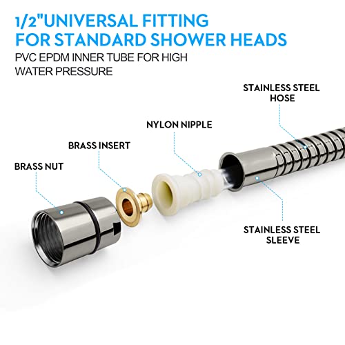 Blissland Shower Hose, 79 Inches Extra Long Stainless Steel Handheld Shower Head Hose with Brass Insert and Nut - Durable and Flexible(Brushed Nickel) - style: 79''Brushed Nickel