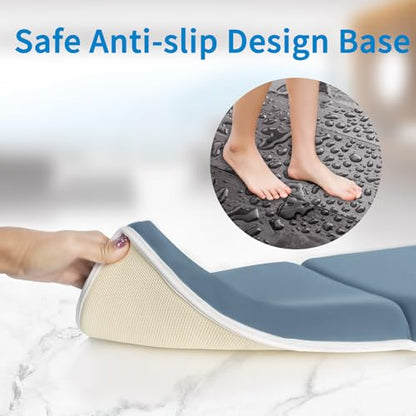 JJGoo Bath Kneeler with Elbow Rest Pad Set, 1.5 inch Kneeling Pad Mat for Bathtub Baby Bathing Parents, Painless Foam Mat with Toy Organizer Pockets, Non-Slip for Baby and Toddler Bathing - color: Blue