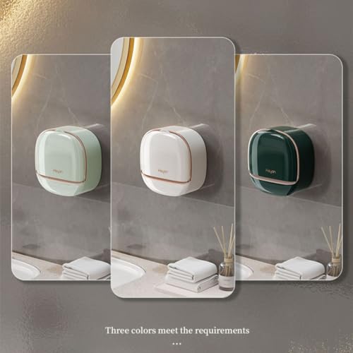 Shower Soap Dish Holder with Lid Wall Mounted Soap Box Bar Soap Holder with Drain Soap Box Container for Shower Bathroom Bathtub Kitchen Sink Adhesive Included (Green) - color: Green