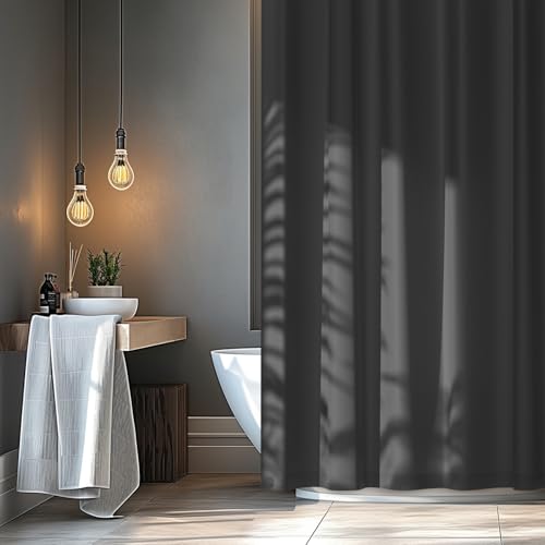 Seenus 72 x 84 inch Extra Long Waterproof Fabric Shower Curtain Liner, Charcoal Grey Cloth Shower Liner with 3 Large Magnets, Bathroom Dark Grey Long Shower Curtain Machine Washable - color: Charcoal Grey, size: 72"W x 84"L (Pack of 1)