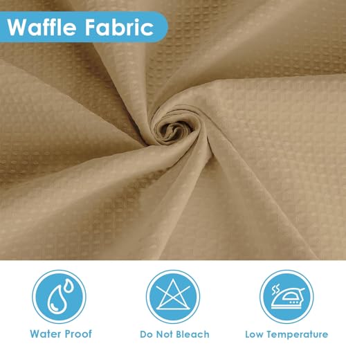 3 in 1 Shower Curtain and Liner,72 x 72 inch, Striped Geometric | Neutral Beige Modern Double Layers Waterproof Fabric with See Through Top Window Open Grommet Bath Curtain - color: Beige Striped Geometric