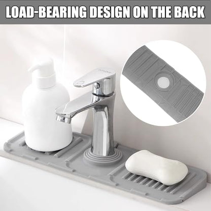 Silicone Faucet Mat for Kitchen Sink, Enhanced Silicone Splash Guard with Rapid Drying,Waterproof Draining Mat for Faucet Area, Bathroom & Kitchen Use