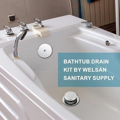 WELSAN Bathtub Drain,Tub Drain Trim Set Conversion Kit Assembly Chrome | Chrome plated, With 1-hole overflow faceplate,Tip-Toe, Includes an adapter, Coarse thread replacement bath trim kit assembly - color: Chrome, style: 1 Hole