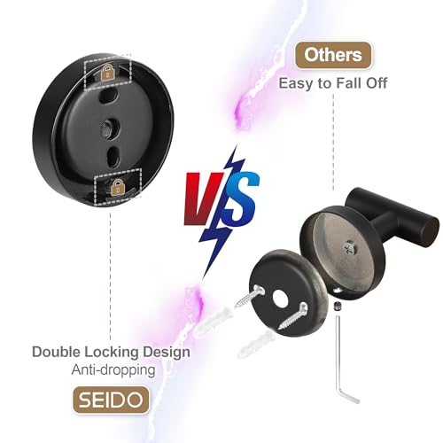 SEIDO 18 Inch Matte Black Towel Bar for Bathroom Wall, One-Piece No-Assembly Kitchen Towel Holder Rod, SUS 304 Stainless Steel Towel Rack Wall Mounted, 16" Hanging Length, Complete Mounting Kit - color: Matte Black, size: 18 Inch