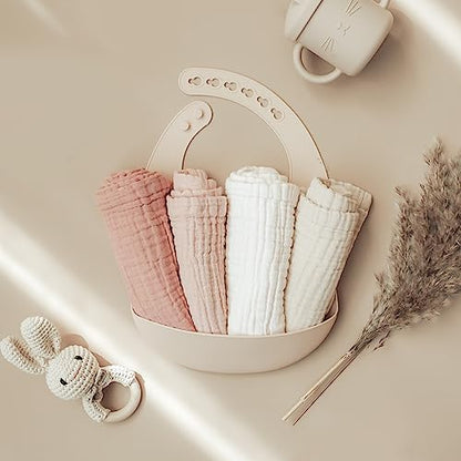 Konssy Baby Muslin Washcloths 7-Pack, 100% Cotton Baby Bath Washcloths, Soft & Absorbent Wash Cloths and Burp Cloths for Newborn Kids Girls & Boys, 11x11 inches - color: Pastel