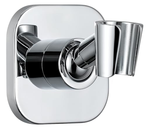 G-Promise Metal Handheld Shower Head Holder, No-Drill Install (Chrome) | Adhesive or Drilled Installation, Wide Adjustment Range Fits All Family Heights, Firmly Secure Showerhead, Easy to Install - color: Chrome