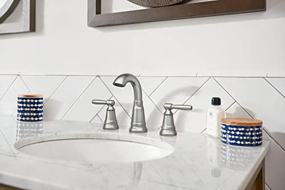 Moen 84972SRN Halle Widespread 2-Handle Bathroom Faucet with Drain Assembly, Spot Resist Brushed Nickel, 3-Hole, 8â€“16" Adjustable Installation - color: Spot Resist Nickel