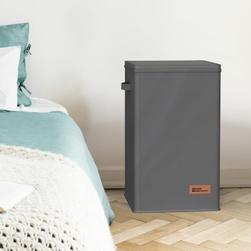 Simple Houseware Foldable Laundry Hamper Basket with Lid and Bag, Dark Gray | Heavy Duty 600D Polyester, Water-Resistant Surface - color: Dark Grey