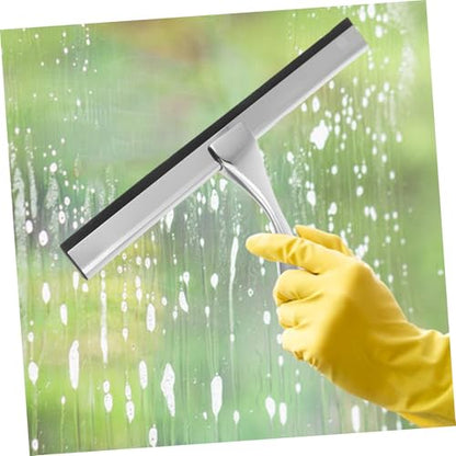 Shower Squeegee with Hook Holder for Bathroom Glass Stainless Steel Wiper Scraper 10-inch Blade for Mirrors and Tiles Streak-Free Design for Home Use