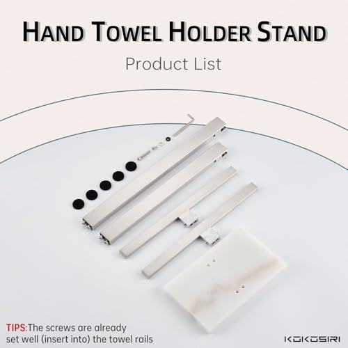 KOKOSIRI Hand Towel Holder Free-Standing Towel Racks with Marble Base for Bathroom Kitchen Vanity, Brushed Stainless Steel 15.7'' Height THS0001-SM-BR - color: Brushed Nickel, size: 2-Bar