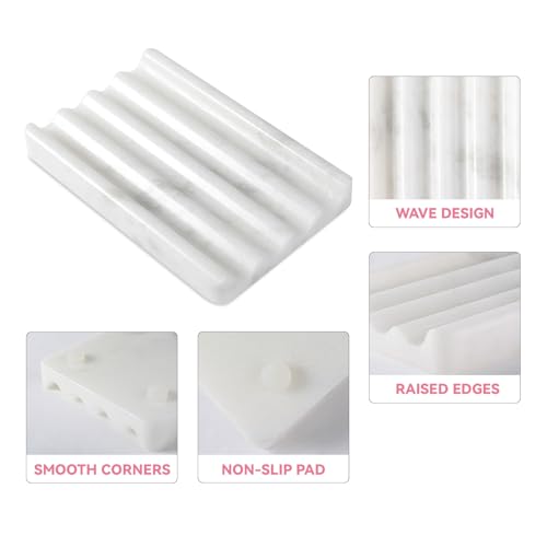 2 Pcs Marble Soap Holder, Soap Dish for Shower, Bathroom, Kitchen, Multi-Function Bar Soaps Holder, Soaps Saver with Water Ripple Design, Soap Tray(Namib Fantasy) - color: Namib Fantasy