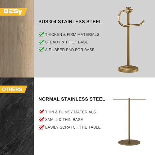 17 Inch Antique Brass Stand Towel Bar Hanger Hand Towel Bar Bathroom Vanity Countertop Towel Holder Free Standing Stainless Steel Towel Ring Hardware Accessories Towel Rack - color: Antique Brass