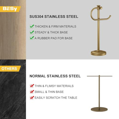 17 Inch Antique Brass Stand Towel Bar Hanger Hand Towel Bar Bathroom Vanity Countertop Towel Holder Free Standing Stainless Steel Towel Ring Hardware Accessories Towel Rack - color: Antique Brass