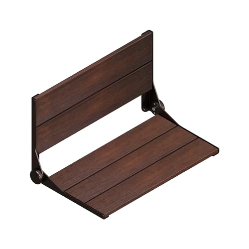 SerenaSeat 26" Shower Seat, Wall-Mounted- Oil Rubbed Bronze | Premium bamboo seat, durable aluminum frame, folds flat when not in use - size: 26" Inch Width