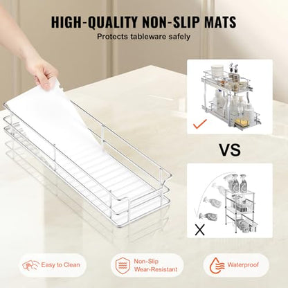 VEVOR Pull Out Cabinet Organizer,8.5" W x 21" D x15.2 HHeavy Duty Slide Out Pantry Shelves, Chrome-Plated Steel Roll Out Drawers for Home, 10" Wx22 Dx19 H Inside Kitchen Cabinet, Bathroom, Under Sink - size: 8.5"W x 21"D x15.2"H
