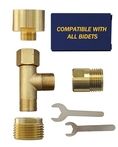 Universal Bidet T Adapter for Any Brand Bidet Hose, All-in-One Solution fit Toilet Tank Inlet or Angle Valve Outlet, 3/8"-7/8"-1/2", Brass Made