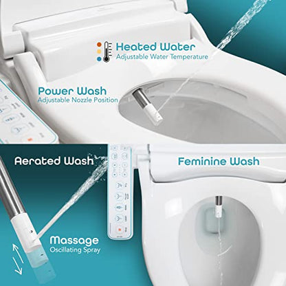 BidetMate 1000 Series Electric Bidet Toilet Seat, Heated Water and Seat | Instant warm-water wash, heated seat, air dryer, and self-cleaning nozzle. Side panel control. Fits round toilets. - style: 1000 Series | Round | Side Panel
