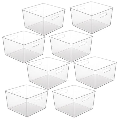 Vtopmart 8 Pack Extra Large Clear Storage Bins, 11x11 Cube Organizer | Acrylic Cube Storage Bins, Plastic Containers with Handle for Pantry, Kitchen, Closet, Laundry Room, Bathroom, Under Sink - size: Without Lid