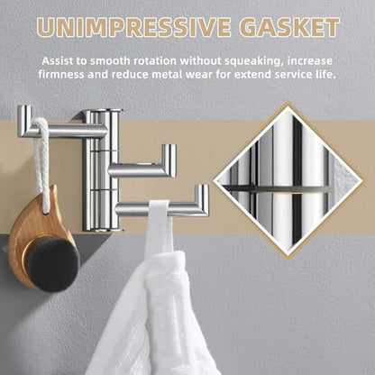 Suyar Bathroom Towel Hook Polished Chrome, Swivel Robe Hook with 3 Arms | SUS304 Stainless Steel, Wall Mounted - color: Polished Chrome, size: 1 Pack