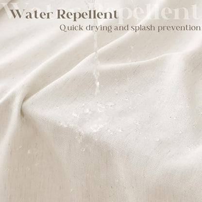 Cream Linen Shower Curtain for Bathroom Water Repellent 72x72 Inch | Natural Neutral, Boho Farmhouse Aesthetic, Shower Curtains, Bath, Sheer, Cloth Fabric, Drapes with Hooks Sets, 72 x 72 Inches - color: Natural, size: 72"W x 72"L (Pack of 1)