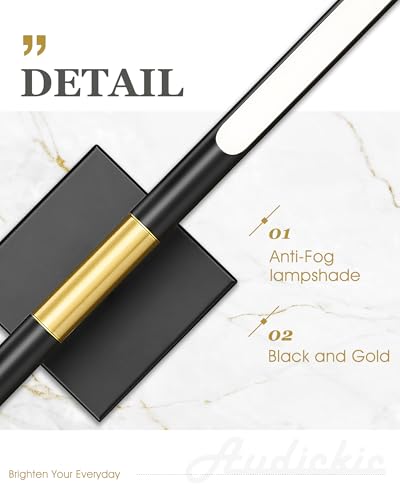 30 Inch Bathroom Light Fixtures, 16W 3CCT Dimmable Black and Gold LED Vanity Lighting Fixtures Over Mirror, 360?Rotatable Modern Bathroom Vanity Light Bar, AD-W9465-L75-BK